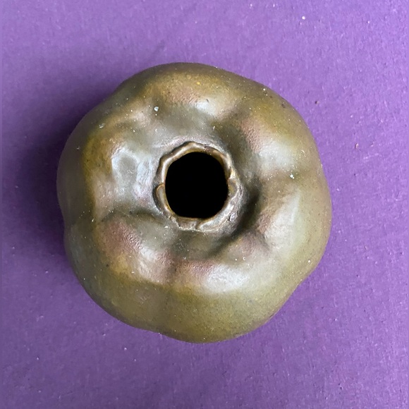 HAND BUILT Pumpkin Ceramic Vase 6” high x 20” diameter by Stephen Ladin - Picture 2 of 5